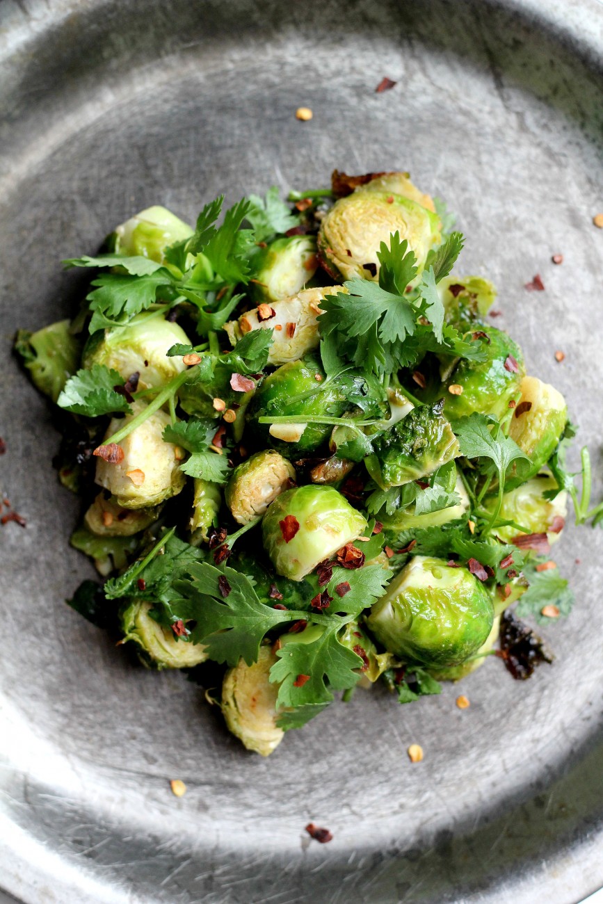 Brussel Sprouts, red pepper and cilantro